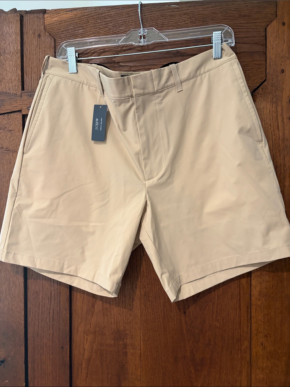 NWT- J. Crew Men's Khaki Flat Front Performance Shorts Tech Short